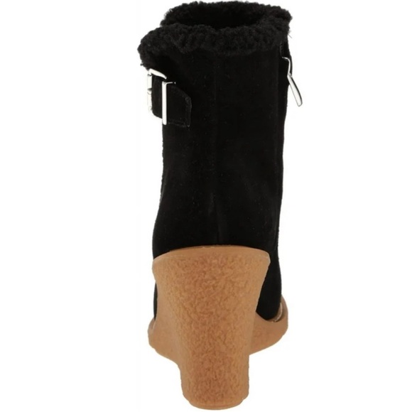 🌸FRANCO SARTO🌸 Ulayna Black Suede Ankle Wedge Boot Size:8.5 - Picture 3 of 16